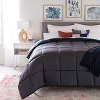 Linenspa All-Season Down Alternative Comforter, Navy/Graphite, Twin - Image 3