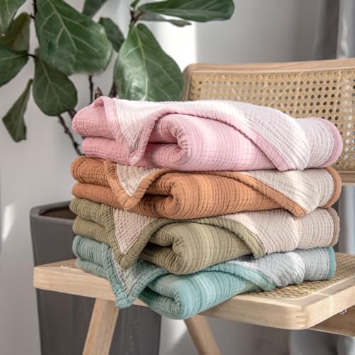 lulumoon Muslin Baby Blanket Neutral: Cotton Toddler Blanket for Daycare - Image 6