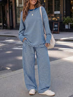 Women's 2 Piece Striped Lounge Set Wide Leg Pants Matching Pajamas Set - Image 2