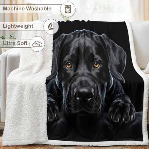 Black Dog Sherpa Blanket Animal Print Throw Blanket for Women and Men Soft Warm Cozy 60x80 Inches Loyal Pet Design Couch Bedroom Decor Gift for Birthday Housewarming Anniversary - Image 6