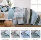 WONGS BEDDING Boho Quilt Queen Size, Patchwork Bedding Set, Blue Brown - Image 4