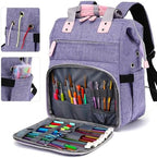 LTINVECK Knitting Bag Backpack,Yarn Storage Organizer Travel Crochet Bag,Large Capacity Tote Bag Yarn Holder Case for Carrying Projects, Knitting Needles, Crochet Hooks,Purple - Image 3