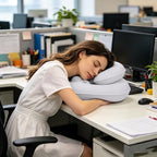 Double-Layer Inflatable Neck Pillow, Press-to-Inflate U-Shaped Pillow, Portable Neck Support for Office Trip Travel, White - Image 3