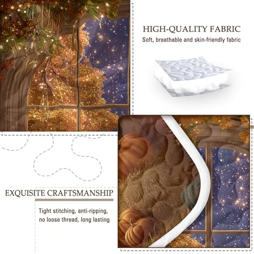 BlessLiving Fall Quilt Set King Size: Soft Lightweight Pumpkin Bedspreads - Image 4