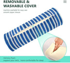 Bolster Pillow Yoga Bedding Essentials Round Neck Roll Pillow Round Pillow Forms Cylinder Pillows Couch Neckroll Pillows for Bed Deepskyblue Stripe - Image 4