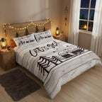 Happy Camping Duvet Cover Queen Size Travel Car and Tree Comforter Cover with 2 Pillowcase for Teens Kids Camper Bedding Set Vintage Wood Panels Breathable 3 Pcs Decorative Bed Cover(No Comforter) - Image 2