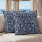 24x24 Pillow Covers Set of 2, Vintage Blue Floral Boho Square Throw Pillow Covers for Couch/Sofa/Living Room, Retro Ethnic Tribe Abstract Art Decorative Soft Pillowcases for Couch Throw Pillows - Image 2