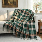 Pure Wool Plaid Throw Blanket,Super Soft Lightweight Home Decorative Throw by FleeSoft