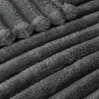 Exclusivo Mezcla Striped California King Fleece Bed Blanket, Grey - Image 4
