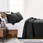 Love's cabin King Size Quilt Set Black Bedspreads - Soft Bed Fall Lightweight Bedspread Comforter - Modern Style Coin Pattern Coverlet for All Season - 3 Pieces (1 Quilt, 2 Pillow Shams) - Image 4