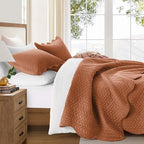 King Quilt Set Bedspread Coverlet Bedding Leaf Rust 106"x96" - Image 2