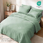 Love's cabin Queen Quilt Set Sage, Bed in a Bag Queen Size Bedding 7 Pieces, Ultrasonic Embossed Coin Pattern Comforter, Lightweight Bedspreads for All Seasons Quilt with Sheets, Pillowcases & Shams - Image 2