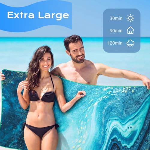 4 Packs Microfiber Oversized Lightweight Thin Beach Towel Sandproof Compact Quick Dry Clearance Towels Extra Large Sand Free Travel Essentials Accessories Women Gift Purple Mandala Turtle Glaxy Coast - Image 3