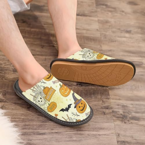 House Slide Slippers Unique Pumpkin Mug Decor Bats - Image 3
