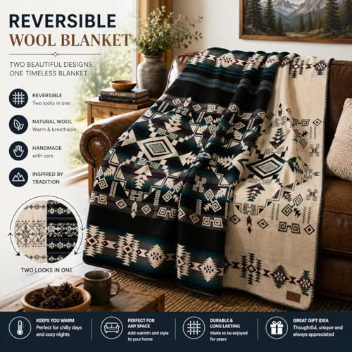 QISU Wool Blanket Throw | Large, Beautiful, Warm, Handmade in Ecuador by Local Artisans |94″ x 78″|Ultra-Soft, Hypoallergenic & Breathable | Non-Itchy or Scratchy Fabric (Jacamars Green) - Image 2