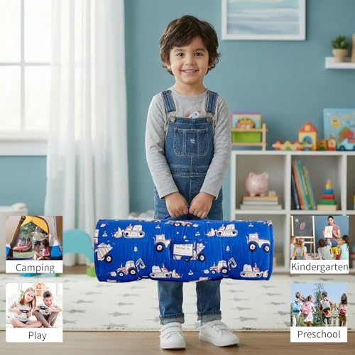 Toddler Nap Mat with Pillow & Minky Dot Blanket, Extra Large Roll Up Sleeping Mat for Daycare, Preschool & Kindergarten,Slumber Bags for Girls - Image 5