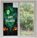Window Privacy Film Frosted, Halloween Non-Adhesive Static Cling Window Tint, Green Spooky Pumpkin Ghost Moonlight Castle Insulated Windows Frosted Films for Living Room, 35.4 x 78.7 Inches by Unknown