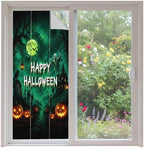 Window Privacy Film Frosted, Halloween Non-Adhesive Static Cling Window Tint, Green Spooky Pumpkin Ghost Moonlight Castle Insulated Windows Frosted Films for Living Room, 35.4 x 78.7 Inches by Unknown