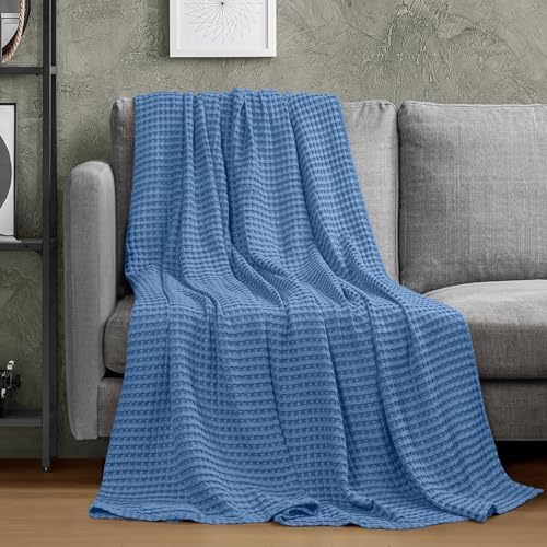 Utopia Bedding 100% Cotton Waffle Blanket King Size Wedgewood, 90x108 Inch - Image 4