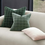 Decorative Chenille Plaid Throw Pillow Covers Moss Green 22x22 Set of 2 - Image 4