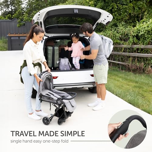 Lightweight Travel Stroller for Baby & Toddlers - Easy Fold & Compact Stroller with Canopy, Storage Basket, Multi-Position Recline & Convenient One-Hand Fold (Grey) - Image 3