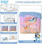 Jay Franco Bluey & Bingo Queen Comforter Set - 7 Piece Bedding Includes Sheet Set & Pillow Covers - Super Clouds & Stars Cozy Bedding - Image 3