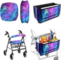 LedBack 3 Piece Set Walker Accessories Blue Purple Walker Seat Cover Soft Rollator Seat and Back Rest Covers Large Capacity Wheelchair Bag for Seniors by LedBack