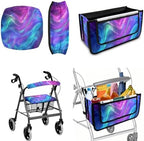 LedBack 3 Piece Set Walker Accessories Blue Purple Walker Seat Cover Soft Rollator Seat and Back Rest Covers Large Capacity Wheelchair Bag for Seniors by LedBack