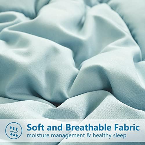 EASELAND King Size Down Alternative Comforter, Aqua, 90x102 Inches - Image 4