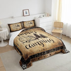 Erosebridal Happy Camping Bedding Sets King Western Camper Accessories Comforter Set for Rv Bunk,Travel Trailers Quilt Duvet Comforter for Teen Boys Adults Men Rustic Farmhouse Quilt Set - Image 5