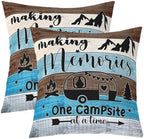 Feelyou Camper Cushion Case Boys Girls Happy Camping Throw Pillow Covers 16"x16" Set of 4 for Travel Trailers Rustic Farmhouse Style Decorative Pillow Case Outdoor Pillows Covers for Travel Trailers - Image 2