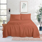 Mocassi Full Size 4-Piece Bed Sheet Set - 1800 Premium Hotel Quality Microfiber 18-24 Inches Extra Deep Pocket Fitted Sheet- Luxury Soft, Breathable, Wrinkle, and Fade Resistant, Coral - Image 2
