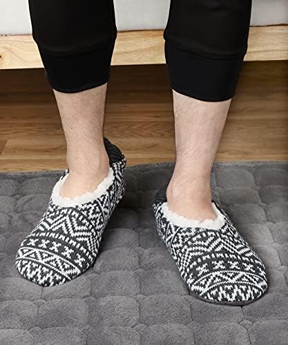 Men Fuzzy Slipper Socks Non-Slip Grippers Soft Sole House Slippers - Image 3