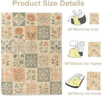 Vintage Floral Patchwork Throw Blanket, Lightweight Warm Elegant Botanical Flannel Blanket, Home Decor and Gifts, Soft Cozy Blankets for Women Mom Girls, 50"x60" for Bed Couch Travel Office - Image 3