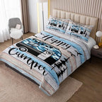 HOSIMA Travel Trailer Printed Happy Camper Twin Quilt with 2 Pillowcases. - Image 2