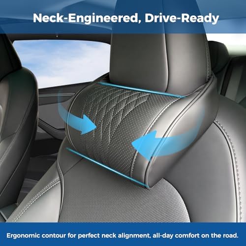 2 PCS Nappa Leather Car Neck Headrest Pillow for Tesla Accessories - Image 6