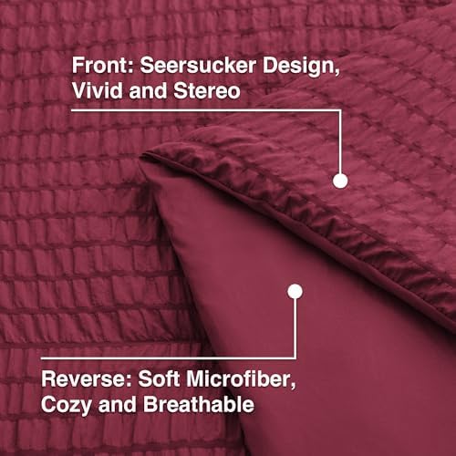 Seersucker Burgundy King Size Comforter Set, 7-Piece Bed in a Bag - Image 5