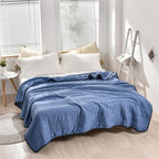 Summer Cooling Comforter, Lightweight Breathable Quilt, Double-Sided Cool Touch Fabric, Year-Round Use(Dark Blue,71x87in) by Unknown