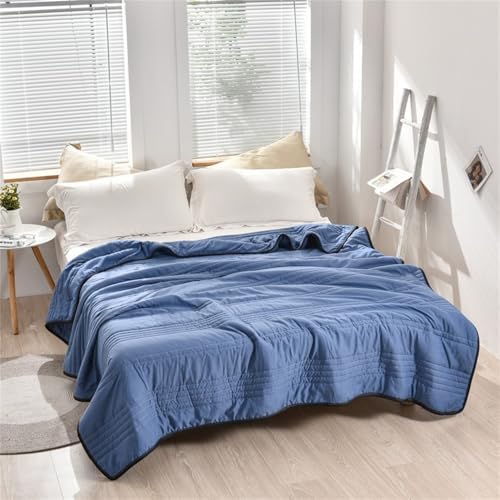 Summer Cooling Comforter, Lightweight Breathable Quilt, Double-Sided Cool Touch Fabric, Year-Round Use(Dark Blue,39x59in) by Unknown