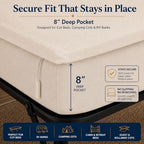 Zipper Cot Fitted Sheet Bundle, 28 x 75 Camping Cot Mattress Sheets, 400 Thread Count 100% Cotton, Includes 1 Wraparound Base, 2 Removable Zipper Top Sheets & 2 Pillowcases, 8 Inch Deep Pocket, Ivory - Image 5