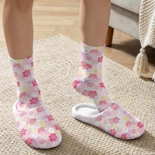 Fuzzy Slipper with Socks for Women Slip On House Slipper and Socks Set Cozy Fuzzy Slippers for Indoor - Image 3