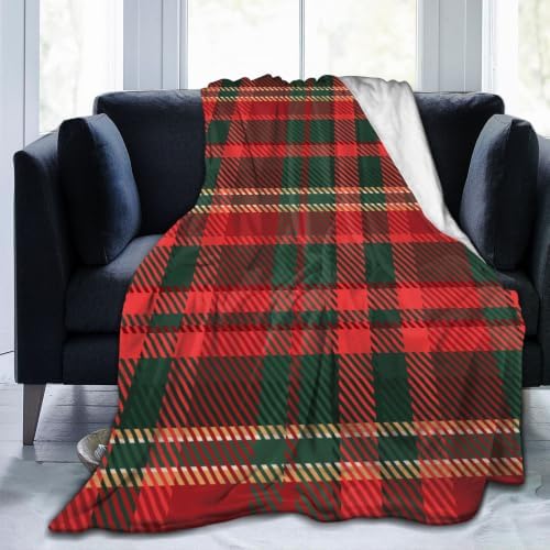 Christmas Red Green Plaid Flannel Fleece Throw Blanket - Image 6