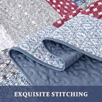 WONGS BEDDING Boho Quilt King Size, Patchwork Bedding Set, Blue Red - Image 6
