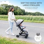 Lightweight Travel Stroller for Baby & Toddlers - Easy Fold & Compact Stroller with Canopy, Storage Basket, Multi-Position Recline & Convenient One-Hand Fold (Grey) - Image 5