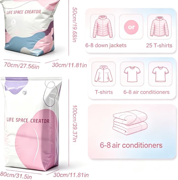 Space Creator 4 Set No-Pump 3D Vacuum Storage Bags - Image 7