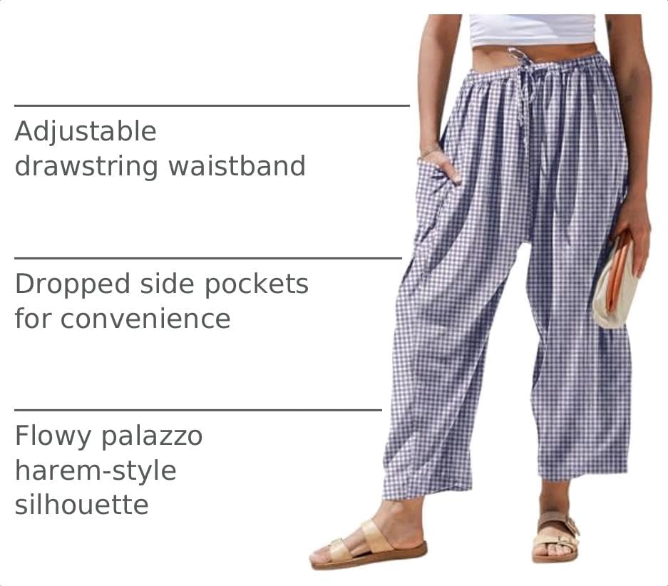 TARSE Womens Linen Wide Leg Striped Pants Casual Barrel Palazzo Harem Pants - Image 4