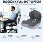 Orthopedic Seat Cushion – L-Shaped Lumbar Support Memory Foam Comfort for Long Sitting, Ergonomic Support for Office Chair, Wheelchair, Car & Travel (Black,1) - Image 3