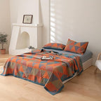 100% Cotton Muslin Blanket Jacquard Bohomian Mandala Triangle Quilt, Soft Bed Cover 3 Layers Reversible Bedspread Coverlet Breathable Lightweight Bedding King(98"x94"), No Pillow Sham - Image 4