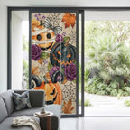 Window Privacy Film Frosted, Pumpkins Halloween Non-Adhesive Static Cling Window Tint, Black Horror Purple Floral Beige Insulated Windows Frosted Films for Living Room, 35.4 x 78.7 Inches - Image 2