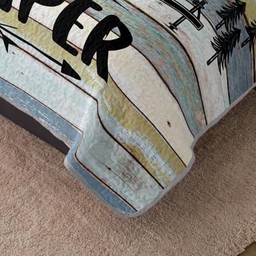 HOSIMA Travel Trailer Print Vintage Camper Twin Quilt with 2 Pillowcases. - Image 4